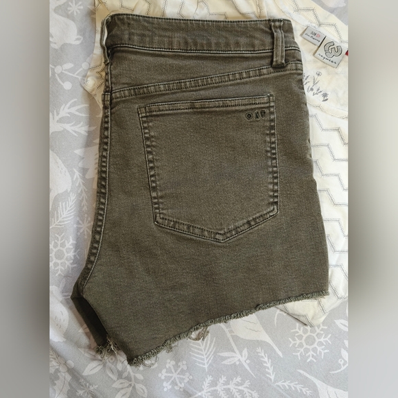OAT NEW YORK Short Shorts Mid Rise Button-Fly 5 Pocket Cut Offs Green SIZE 30 - Picture 2 of 6